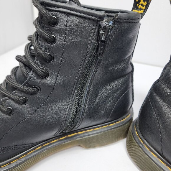 Dr. Martens Youth Size 3 1460J Black Leather Boots Combat Lace Up Side Zip - Picture 3 of 14